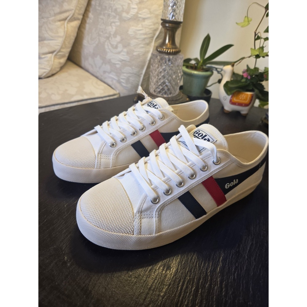 Gola Wms Coaster Low Top Canvas Vegan Sneakers White Red & Navy Size 9 NEW! $75 - Picture 2 of 15